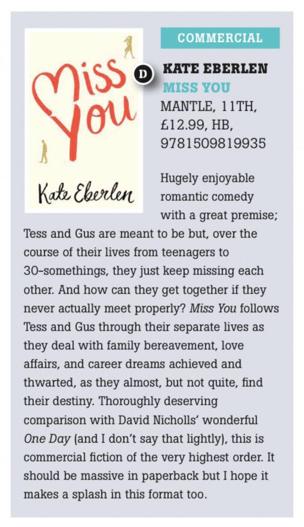 Bookseller review of Miss You
